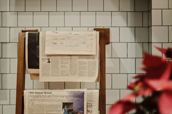 newspapers on rack