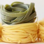 a close up of a bunch of pasta noodles