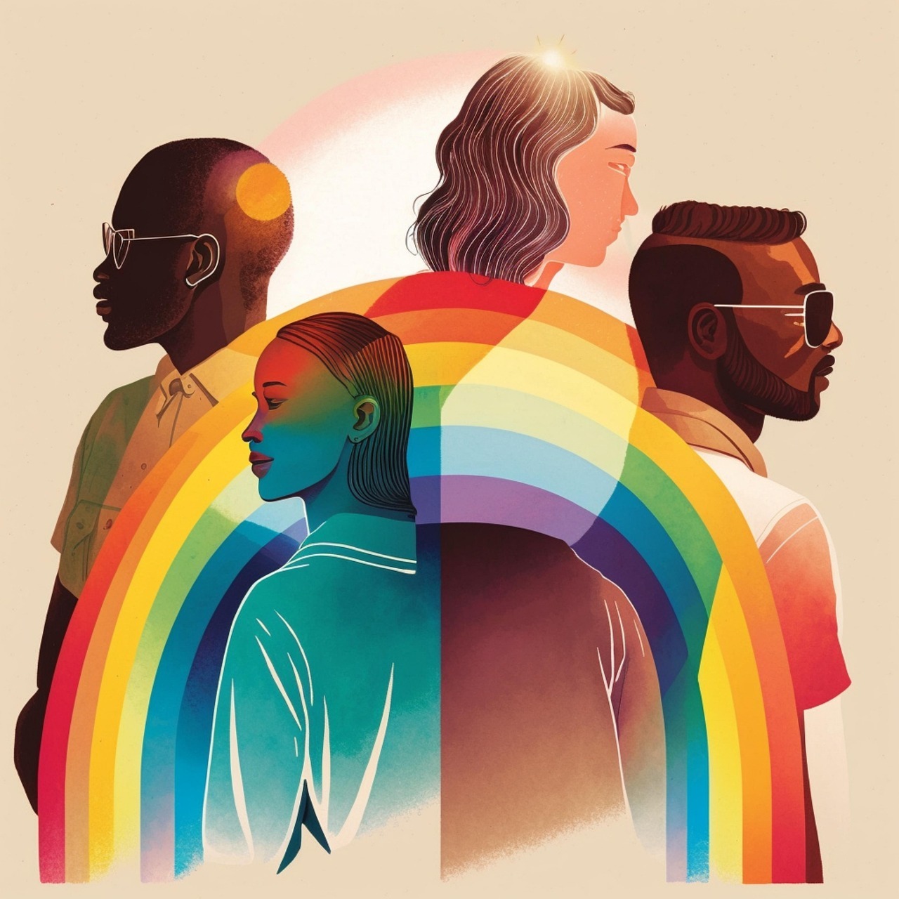 racial, equality, diversity, friends, rainbow, pride, nature, happy
