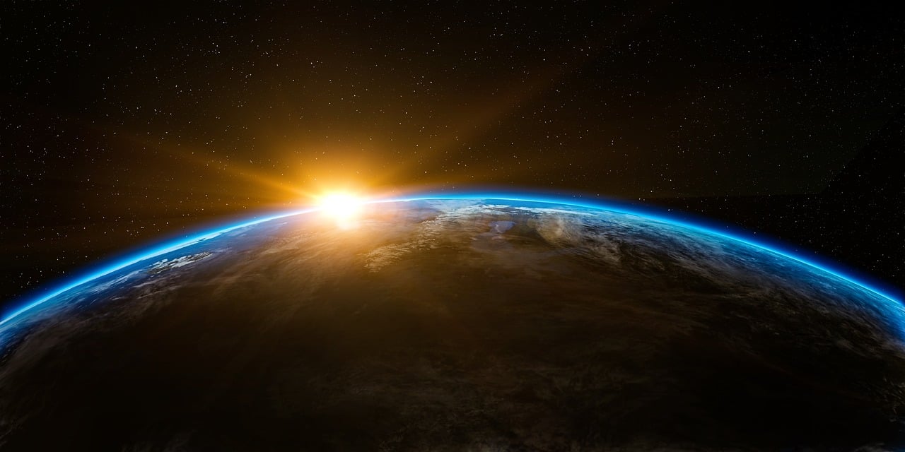 earth, space, sunlight, sun rays, sunrise, sunshine, flare, world, nature, planet, outer space, universe, galaxy, cosmos, space wallpaper, space background, background