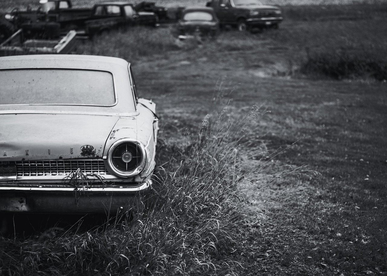 auto, retro, car wallpapers, car, headlight, old, rust, rusty, black and white
